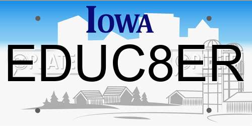 EDUC8ER Iowa License Plate