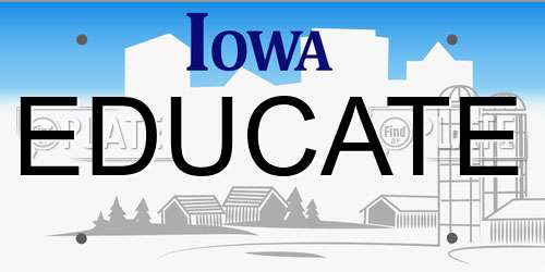 EDUCATE Iowa License Plate