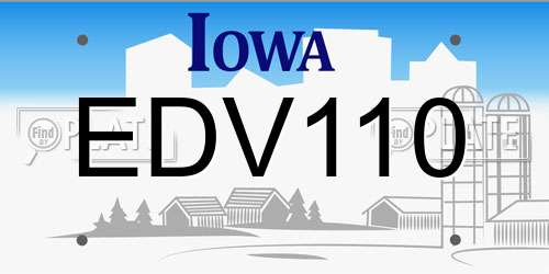 EDV110 Iowa License Plate
