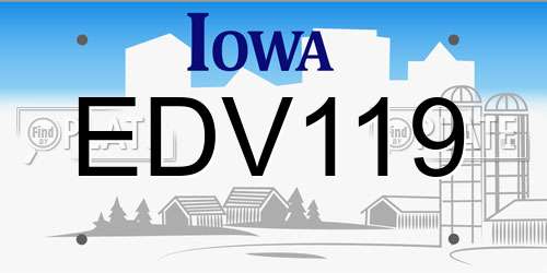 EDV119 Iowa License Plate