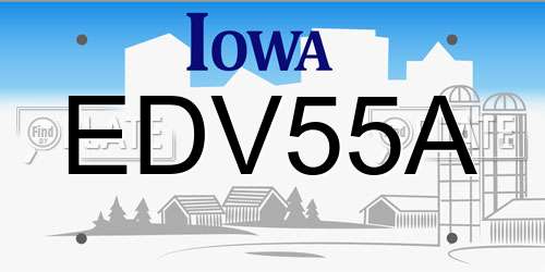 EDV55A Iowa License Plate