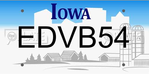 EDVB54 Iowa License Plate