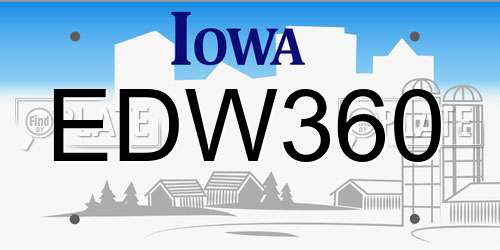 EDW360 Iowa License Plate