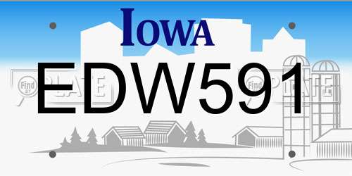 EDW591 Iowa License Plate