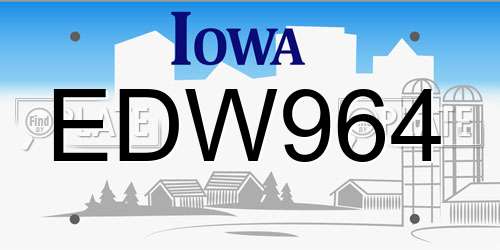 EDW964 Iowa License Plate