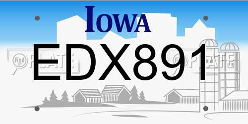 EDX891 Iowa License Plate