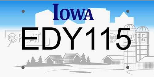 EDY115 Iowa License Plate