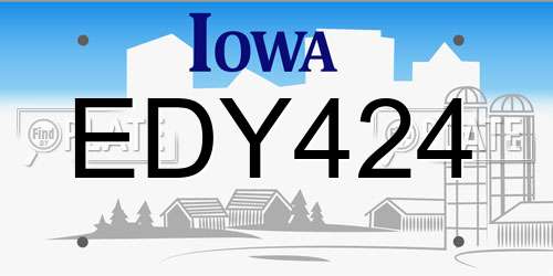EDY424 Iowa License Plate