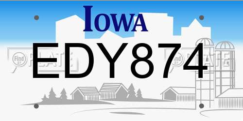 EDY874 Iowa License Plate