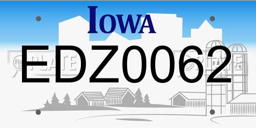 EDZ0062 Iowa License Plate