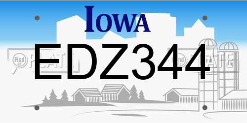 EDZ344 Iowa License Plate