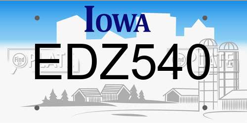 EDZ540 Iowa License Plate