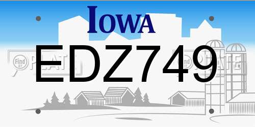 EDZ749 Iowa License Plate