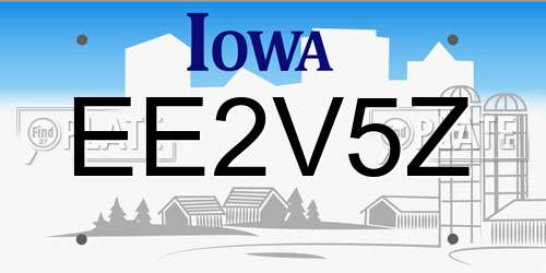 EE2V5Z Iowa License Plate