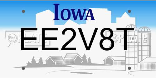 EE2V8T Iowa License Plate
