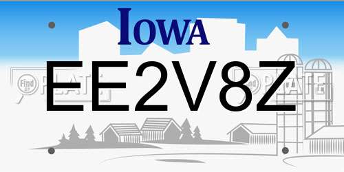 EE2V8Z Iowa License Plate