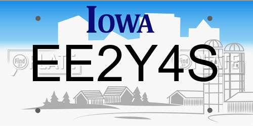 EE2Y4S Iowa License Plate
