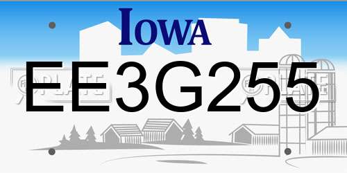 EE3G255 Iowa License Plate