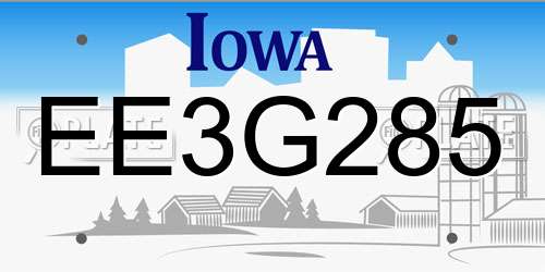EE3G285 Iowa License Plate