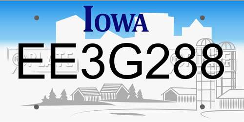 EE3G288 Iowa License Plate