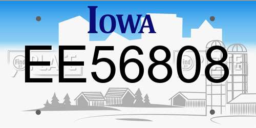 EE56808 Iowa License Plate