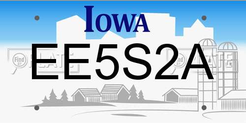 EE5S2A Iowa License Plate