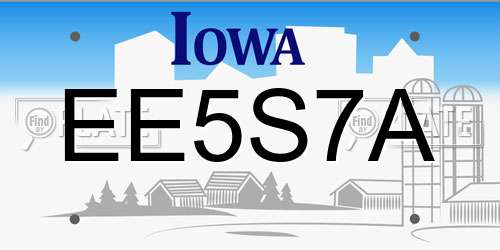 EE5S7A Iowa License Plate