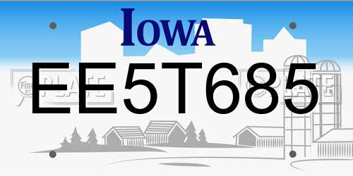 EE5T685 Iowa License Plate