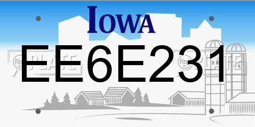 EE6E231 Iowa License Plate