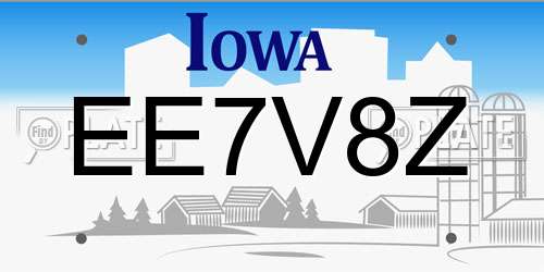 EE7V8Z Iowa License Plate