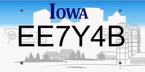 EE7Y4B Iowa License Plate