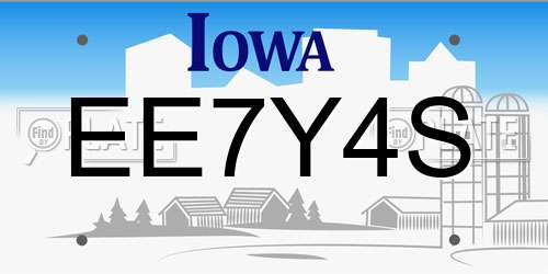EE7Y4S Iowa License Plate