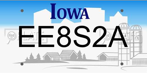 EE8S2A Iowa License Plate