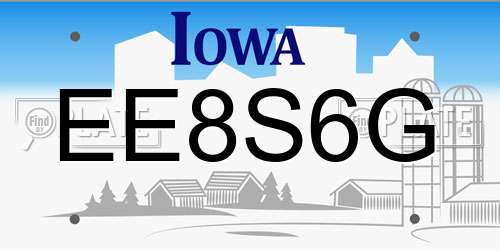 EE8S6G Iowa License Plate