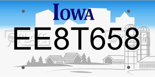 EE8T658 Iowa License Plate