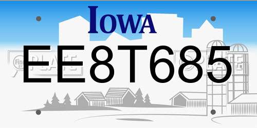 EE8T685 Iowa License Plate
