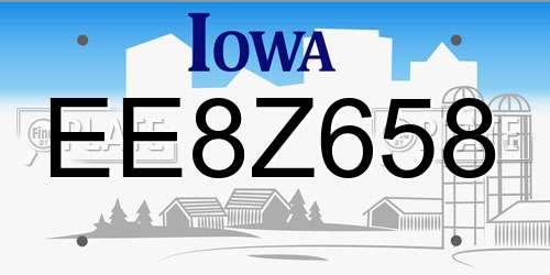 EE8Z658 Iowa License Plate