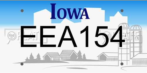 EEA154 Iowa License Plate