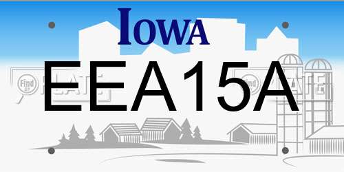 EEA15A Iowa License Plate