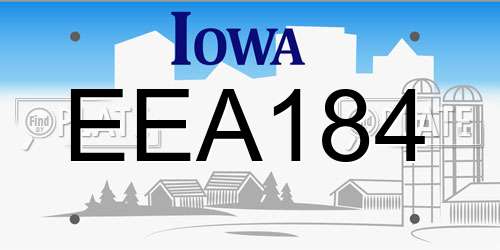 EEA184 Iowa License Plate