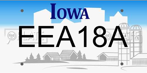 EEA18A Iowa License Plate