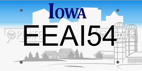 EEAI54 Iowa License Plate