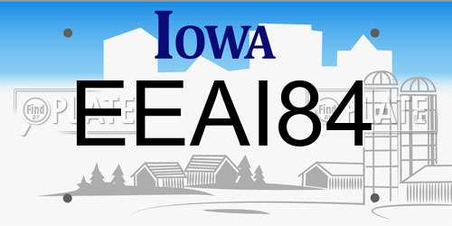 EEAI84 Iowa License Plate