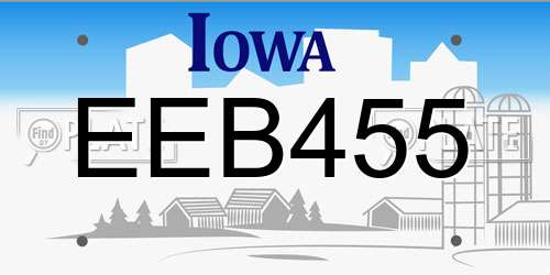 EEB455 Iowa License Plate