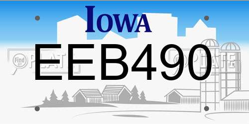 EEB490 Iowa License Plate