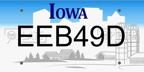EEB49D Iowa License Plate