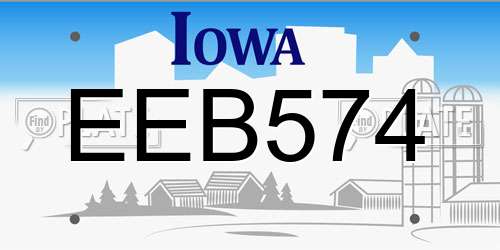EEB574 Iowa License Plate