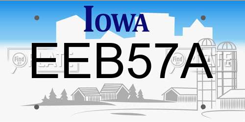 EEB57A Iowa License Plate