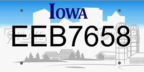 EEB7658 Iowa License Plate