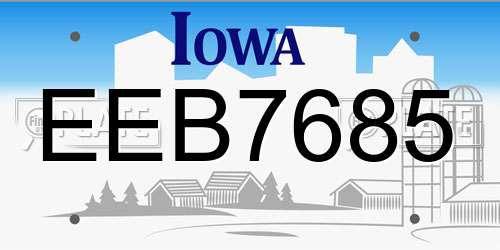 EEB7685 Iowa License Plate